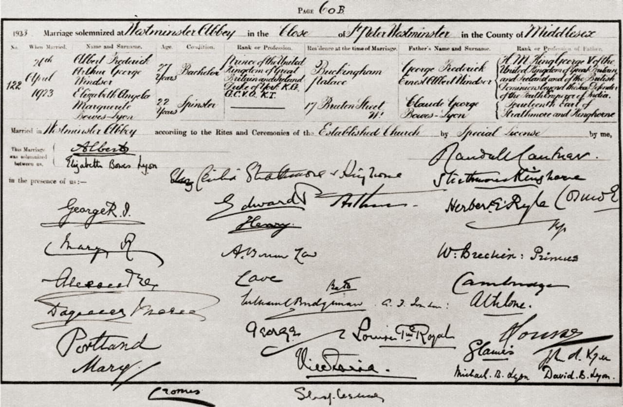 Wedding of Prince Albert and Lady Elizabeth Bowes-Lyon